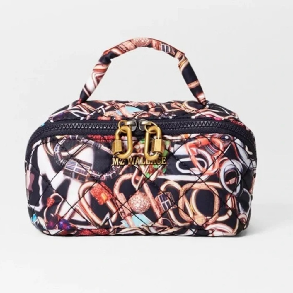 NWT MZ Wallace x Marla Aaron Small Lock Print Accordion Jewelry Quilted Case